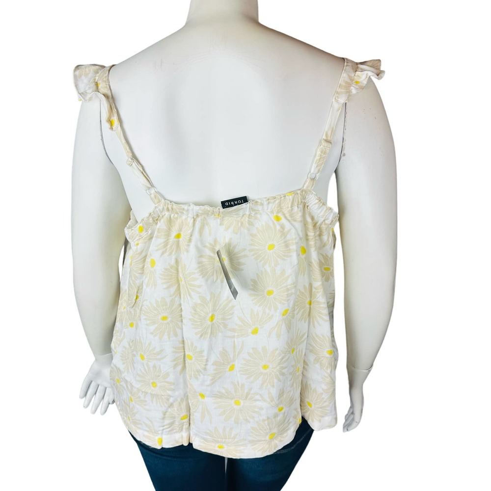 New Torrid Womans Sz 5 5X Plus Ruffle Button Front Tank Daisy Floral NWT - Picture 7 of 8